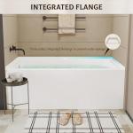 Acrylic Alcove Bathtub 60×32 Inch Drop-In Bathtubs– Left Hand Drain & Overflow, Single Skirt Drop-In Soaking Tub for Modern Bathroom Remodel, Durable Recessed Bathtubs Easy-Clean Design