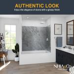 Bath Tub Surround Kits – Waterproof Wall Panels for Tubs – Glossy Finish & Seamless Pattern – Easy to Install Over Any Surface – Leakproof Design (W60'' x D32'' x H60'') – Basalt