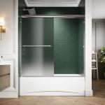 ELEGANT Bypass Sliding Bathtub Shower Door 60" W x 57.4" H, Semi-Frameless Sliding Shower Door, 1/4'' Frosted Glass, Chrome Finish Tub Door