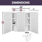 Noah William Home White Acrylic Tub Wall Surround D32 x W60 x H58 - Waterproof, Easy-to-Install, Includes Two Shelf Units - Bathtub Wall Surround Panels, Vertical Pattern, Dynamic Shelves