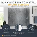 Bath Tub Surround Kits – Waterproof Wall Panels for Tubs – Glossy Finish & Seamless Pattern – Easy to Install Over Any Surface – Leakproof Design (W60'' x D32'' x H60'') – Basalt