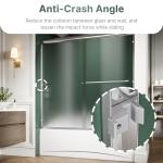 ELEGANT Bypass Sliding Bathtub Shower Door 60" W x 57.4" H, Semi-Frameless Sliding Shower Door, 1/4'' Frosted Glass, Chrome Finish Tub Door