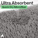 GORILLA GRIP Bath Rug Mat 30x20, Thick Soft Absorbent Chenille, Quick Dry Microfiber Mats, Rubber Backing Washable Shower Floor Rugs, US Designed Bathroom Bathmat Home Decor Accessories, Grey