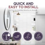 Noah William Home White Acrylic Tub Wall Surround D32 x W60 x H58 - Waterproof, Easy-to-Install, Includes Two Shelf Units - Bathtub Wall Surround Panels, Vertical Pattern, Dynamic Shelves