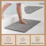 GORILLA GRIP Bath Rug Mat 30x20, Thick Soft Absorbent Chenille, Quick Dry Microfiber Mats, Rubber Backing Washable Shower Floor Rugs, US Designed Bathroom Bathmat Home Decor Accessories, Grey