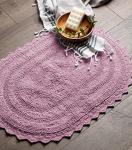 DII Crochet Collection Reversible Bath Mat, Small Oval, 17x24, Mauve