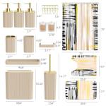 InnJoey Bathroom Set - Bathroom Accessory Set, Beige Bathroom Set, 26PC Bathroom Sets with Shower Curtain and Rugs, Toilet Brush, Trash Can, Qtip Holder & Bathroom Soap Dispenser Set