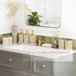 InnJoey Bathroom Set - Bathroom Accessory Set, Beige Bathroom Set, 26PC Bathroom Sets with Shower Curtain and Rugs, Toilet Brush, Trash Can, Qtip Holder & Bathroom Soap Dispenser Set