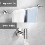 6 Pieces Brushed Nickel Bathroom Hardware Accessories Set Hand Towel Ring 16&23.6 inch Round Towel Bar Silver Toilet Paper Holder Towel Hooks 2 Pieces SUS 304 Stainless Steel,Heavy Duty,Wall Mounted