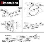 6 Pieces Brushed Nickel Bathroom Hardware Accessories Set Hand Towel Ring 16&23.6 inch Round Towel Bar Silver Toilet Paper Holder Towel Hooks 2 Pieces SUS 304 Stainless Steel,Heavy Duty,Wall Mounted