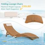 Homenjoy Folding Pool Lounge Chairs Set of 2, Pre-Assembled HDPS Anti-Floating Lounge Chair with Headrest for in-Pool Use(Max Depth 8-Inches), Ideal for Hotel, Poolside, Beach & Sun Decks, Teak Color