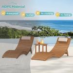 Homenjoy Folding Pool Lounge Chairs Set of 2, Pre-Assembled HDPS Anti-Floating Lounge Chair with Headrest for in-Pool Use(Max Depth 8-Inches), Ideal for Hotel, Poolside, Beach & Sun Decks, Teak Color