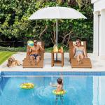 Homenjoy Folding Pool Lounge Chairs Set of 2, Pre-Assembled HDPS Anti-Floating Lounge Chair with Headrest for in-Pool Use(Max Depth 8-Inches), Ideal for Hotel, Poolside, Beach & Sun Decks, Teak Color