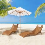 Homenjoy Folding Pool Lounge Chairs Set of 2, Pre-Assembled HDPS Anti-Floating Lounge Chair with Headrest for in-Pool Use(Max Depth 8-Inches), Ideal for Hotel, Poolside, Beach & Sun Decks, Teak Color