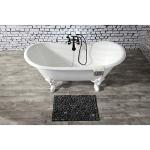 Aqua Eden VCT7DS6731NLW 67-Inch Cast Iron Double Slipper Clawfoot Tub with 7-Inch Faucet Drillings, White