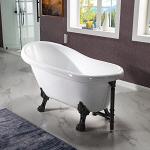 WOODBRIDGE 54" Heavy Duty Acrylic Slipper Clawfoot Bath Tub with Matte Black Feet & Matte Black Drain &Overflow