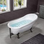 WOODBRIDGE 67" Heavy Duty Acrylic Slipper Clawfoot Bath Tub with Matte Black Feet + Matte Black Drain &Overflow