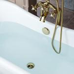 WOODBRIDGE All Inclusive Package 59" Heavy Duty AcrylicDouble Slipper Clawfoot Bath Tub with Polished Gold Feet+PG Drain &Overflow +PG Faucet