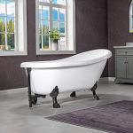 WOODBRIDGE 67" Heavy Duty Acrylic Slipper Clawfoot Bath Tub with Matte Black Feet + Matte Black Drain &Overflow