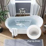 67" Clawfoot Bathtub, Heavy Duty Acrylic Slipper Tub, Complete with Feet, Drain & Overflow System, Freestanding Soaking Bath with Vintage Design