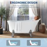 67" Clawfoot Bathtub, Heavy Duty Acrylic Slipper Tub, Complete with Feet, Drain & Overflow System, Freestanding Soaking Bath with Vintage Design