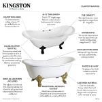 Aqua Eden VCT7DS6731NLW 67-Inch Cast Iron Double Slipper Clawfoot Tub with 7-Inch Faucet Drillings, White