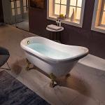WOODBRIDGE 59" Heavy Duty Acrylic Slipper Clawfoot Bath Tub with Polished Gold Feet + Polished Gold Drain &Overflow