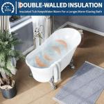 67" Clawfoot Bathtub, Heavy Duty Acrylic Slipper Tub, Complete with Feet, Drain & Overflow System, Freestanding Soaking Bath with Vintage Design