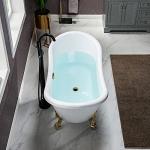 WOODBRIDGE All Inclusive Package 59" Heavy Duty AcrylicDouble Slipper Clawfoot Bath Tub with Polished Gold Feet+PG Drain &Overflow +PG Faucet