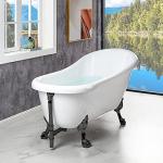WOODBRIDGE 67" Heavy Duty Acrylic Slipper Clawfoot Bath Tub with Matte Black Feet + Matte Black Drain &Overflow