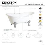 Aqua Eden VCT7DS6731NLW 67-Inch Cast Iron Double Slipper Clawfoot Tub with 7-Inch Faucet Drillings, White