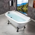 WOODBRIDGE 67" Heavy Duty Acrylic Slipper Clawfoot Bath Tub with Matte Black Feet + Matte Black Drain &Overflow