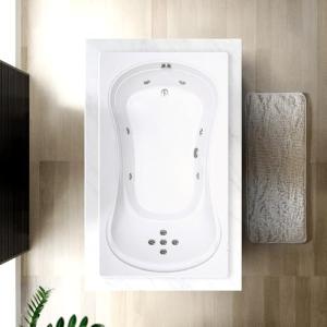 72 in. x 42in. Acrylic Rectangular Drop-In Whirlpool Bathtub with Reversible Drain in White