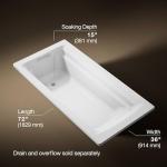 Kohler 1125-0 Archer® 72" x 36" drop-in bath, White