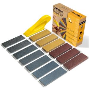 72PCS Sandpaper Set with Ergonomic Hand Sander