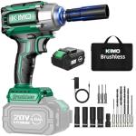 KIMO Impact Wrench 1/2 Cordless, 1200N.m (900ft-lbs), 4000RPM, 9-Piece Drill & Driver Set, 4 Sockets Impact Drill for Car Tires, Safety Lock, Variable Modes, 4000mAh Battery Power Smart Impact Wrench