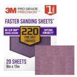 3M Pro Grade 220 Grit Sandpaper - 20 Sheets