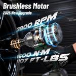 PAOWAFOL 2026 Impact Wrench 1180ft-lbs(1600N.m), 1/2" Impact Gun with 2x4.0Ah Battery, 21V Cordless Impact Driver High Torque with 5 Sockets, Pistola Llave De Impacto Brushless for Truck RV Home Car