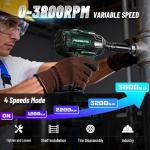 PAOWAFOL 2026 Impact Wrench 1180ft-lbs(1600N.m), 1/2" Impact Gun with 2x4.0Ah Battery, 21V Cordless Impact Driver High Torque with 5 Sockets, Pistola Llave De Impacto Brushless for Truck RV Home Car