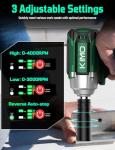 KIMO Impact Wrench 1/2 Cordless, 1200N.m (900ft-lbs), 4000RPM, 9-Piece Drill & Driver Set, 4 Sockets Impact Drill for Car Tires, Safety Lock, Variable Modes, 4000mAh Battery Power Smart Impact Wrench