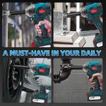 Cordless Impact Wrench, 21V 406 Ft-lbs MAX Torque Power Impact Driver, 1/2" Power Impact Wrenches with 2 * 2.0Ah Batteries and 25 Accessories, Impact Motor for Car Tire (550N Wrench 2.0Ah*2)