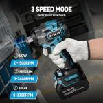 GEVEELIFE Impact Wrench 480Ft-lbs(650N.m) Brushless, 1/2 Impact Gun with 2x4.0Ah Battery, Cordless Impact Wrench, 6 Sockets, 8 Drill Bits, 3300RPM Power Electric Impact Driver for Car/DIY Furniture