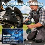 PAOWAFOL 2026 Impact Wrench 1180ft-lbs(1600N.m), 1/2" Impact Gun with 2x4.0Ah Battery, 21V Cordless Impact Driver High Torque with 5 Sockets, Pistola Llave De Impacto Brushless for Truck RV Home Car