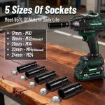 PAOWAFOL 2026 Impact Wrench 1180ft-lbs(1600N.m), 1/2" Impact Gun with 2x4.0Ah Battery, 21V Cordless Impact Driver High Torque with 5 Sockets, Pistola Llave De Impacto Brushless for Truck RV Home Car