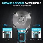 GEVEELIFE 450N.m/332Ft-lbs Brushless Impact Wrench,1/2" Cordless Impact Gun with 4.0Ah Battery & 4 Sockets, Electric Impact Driver for Car/DIY Furniture/Lawn Mower/blue (450N)