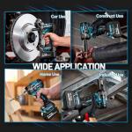 GEVEELIFE Impact Wrench 480Ft-lbs(650N.m) Brushless, 1/2 Impact Gun with 2x4.0Ah Battery, Cordless Impact Wrench, 6 Sockets, 8 Drill Bits, 3300RPM Power Electric Impact Driver for Car/DIY Furniture