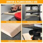 Hoteche 10-Inch Benchtop Planer and Jointer Combo with Stand 13-Amp Heavy Duty Thickness Planer for Woodworking, Adjustable Depth 0-3mm