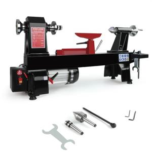 Wood Lathe Machine, 12 x 20 inch, 550W 3/4HP, 5 Speed Settings 680-2770 RPM Benchtop Lathe with Thickened Tool Rest,Stainless Steel Live Centers/Steel Faceplate