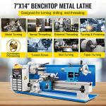 VEVOR Metal Lathe, Upgraded Digital Display 7"x14" Benchtop Metal Lathe