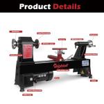 Wood Lathe Machine, 12 x 18 inch, 550W 3/4HP, 5 Speed Settings 680-2770 RPM,Benchtop Lathe with MT2 Drive/Live Center